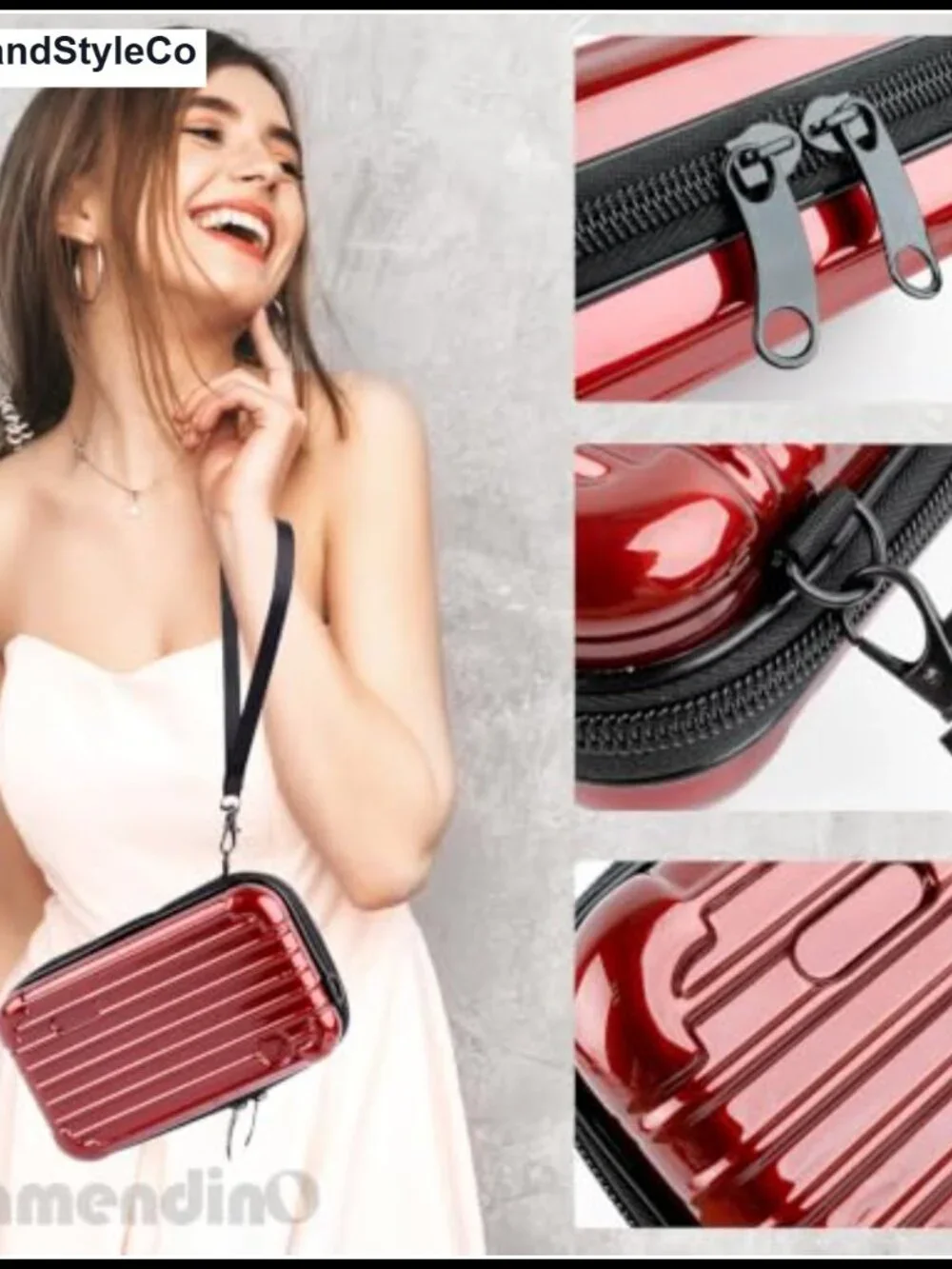 Hard Shell Cosmetic Case Mini Suitcase Purse Crossbody Bag with Detachable Strap